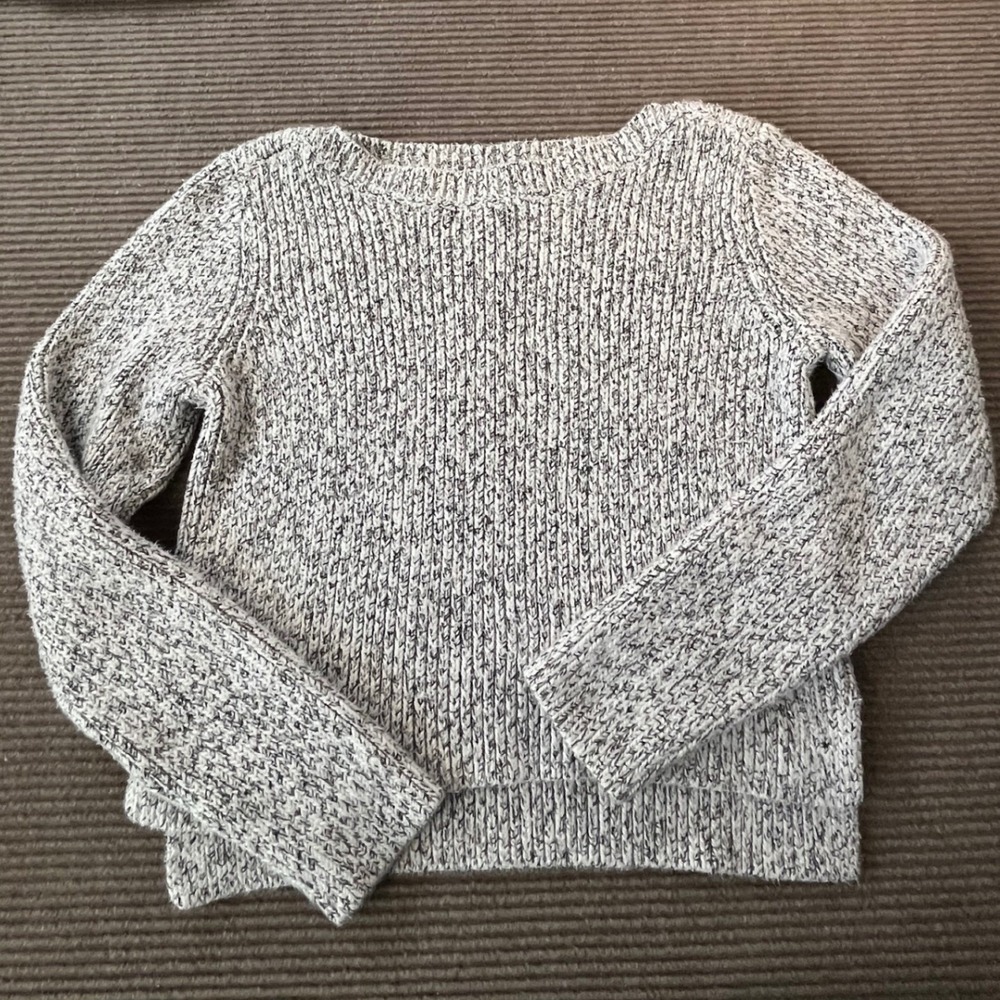 Roots Canada Salt and Pepper Shaker Knit Sweater Grey White Marled Womens Medium